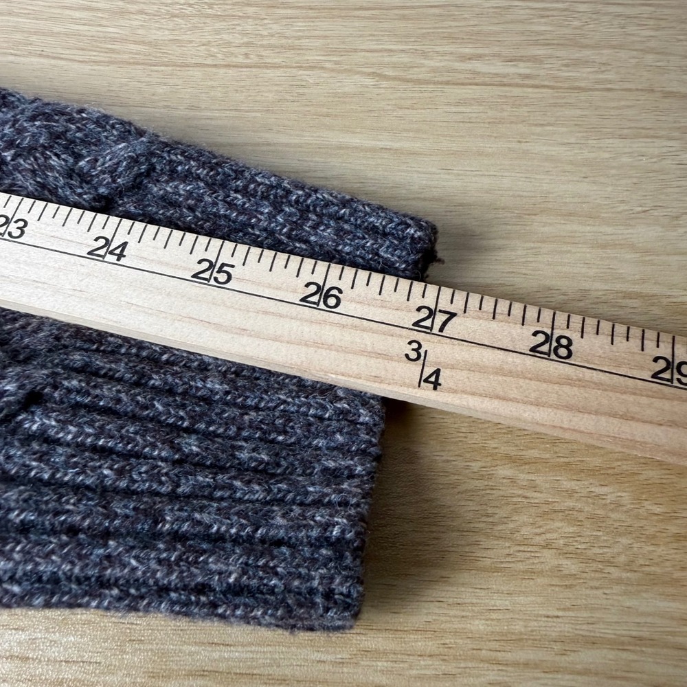 Grandpacore Wool Blend Shawl Collar Cardigan L Brown Cable Knit Old Money Pipe - Picture 7 of 9